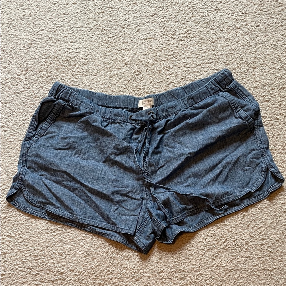 J. Crew Chambray Drawstring Women's Shorts — Denim Blue